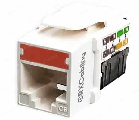 Keystone Jack RJ45 Cat6 90-Darjah dengan Klip Kabel dan Papan Warna - Keystone Jack Gaya Klip Kabel 90 Darjah Cat6 Dengan Papan Warna